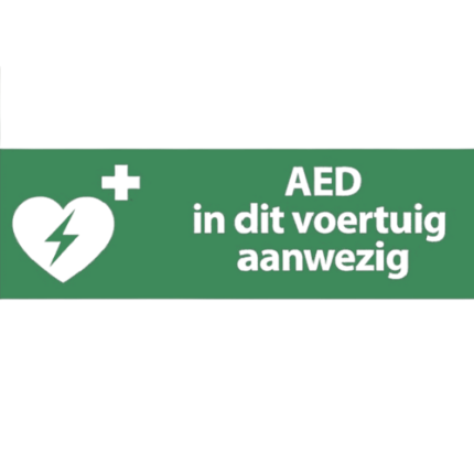 Sticker AED in dit voertuig (300x100mm)