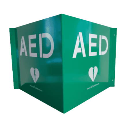 Metalen bord AED pictogram panoramisch (30x30cm)