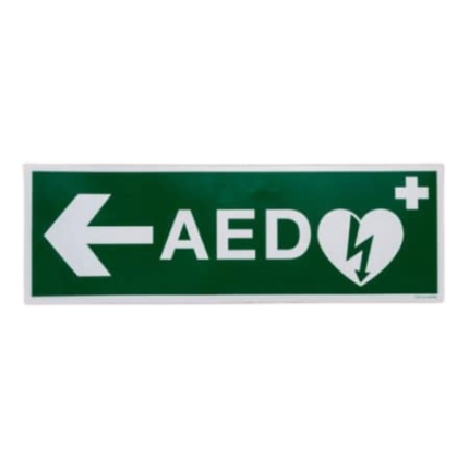 Bord AED pictogram pijl naar links (30x10cm)